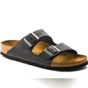 Birkenstock Slides shiny metal color black 6 women's